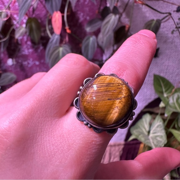 Vintage Sterling silver tigers eye stone ring southwestern jewelry - Picture 4 of 6